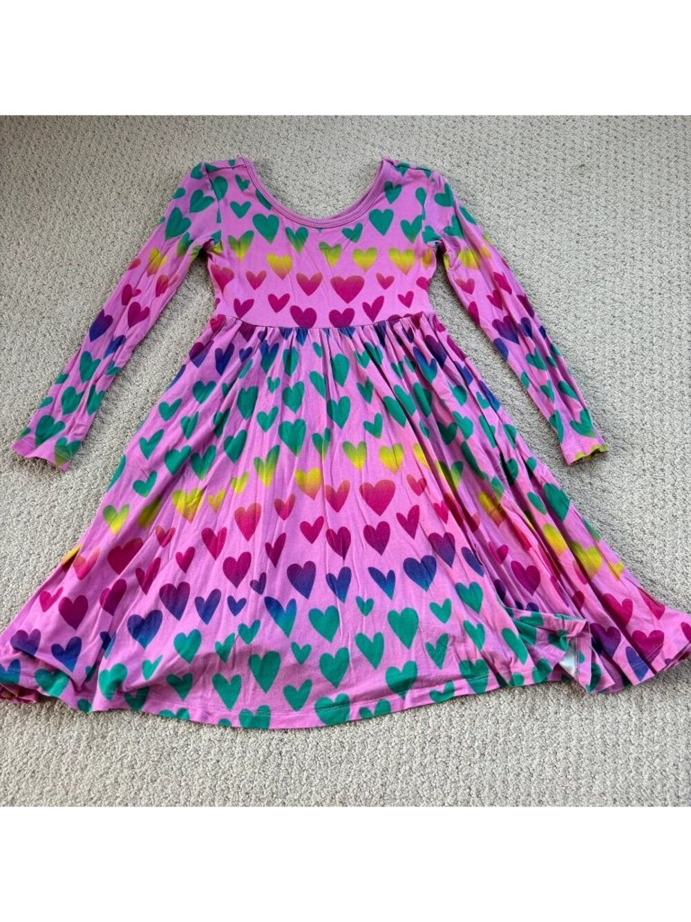 Little sleepies pink heart twirl bamboo dress